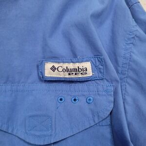 Columbia PFG Mens Medium Blue Long Sleeve Button Down Fishing Shirt